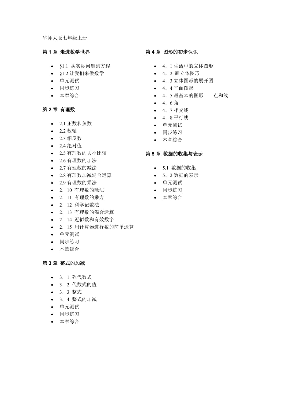 华师大版初中数学目录_第1页