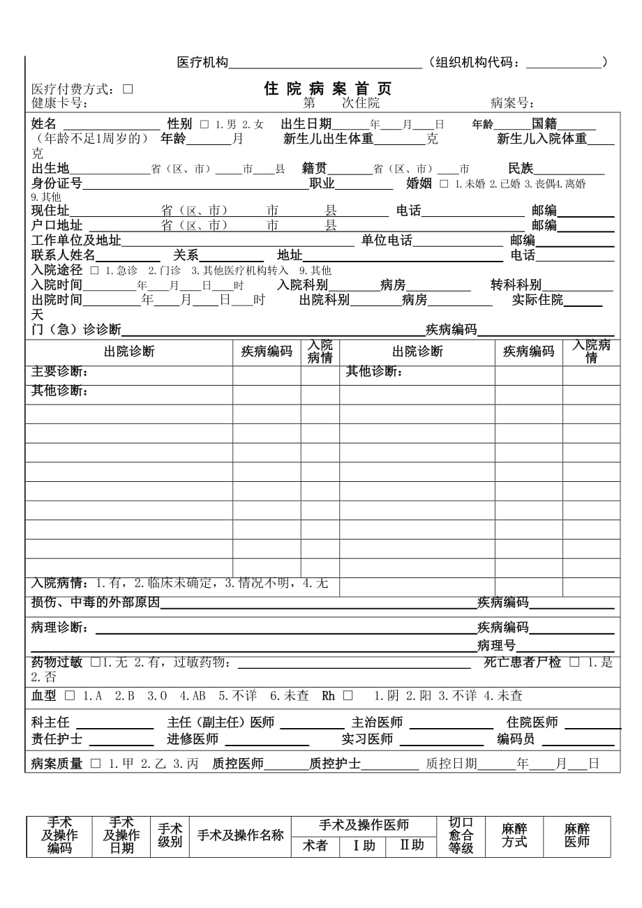 最新病案首页书写规范模板.doc_第1页