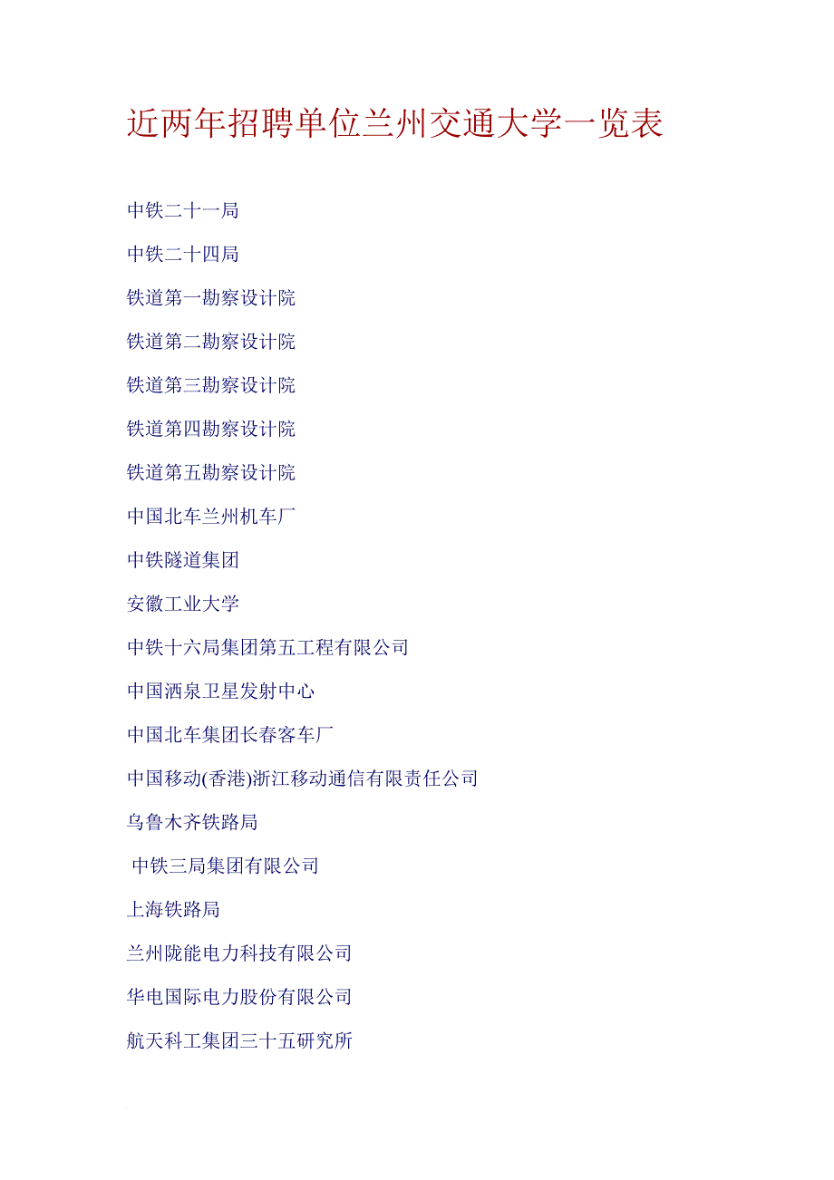 近两年招聘单位兰州交通大学一览表_第1页