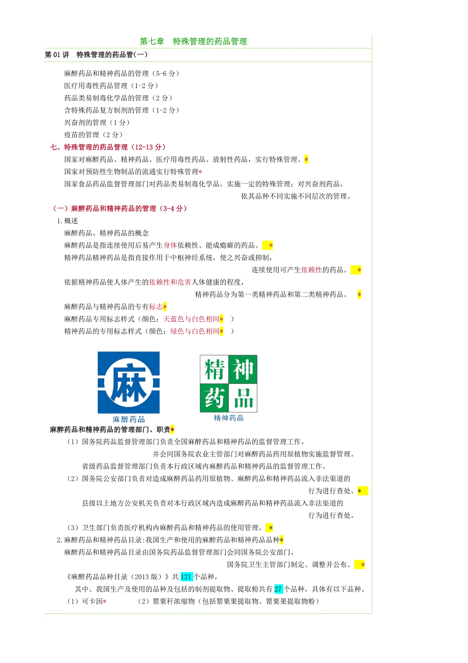 药事管理讲义07特殊管理的药品管理_第1页