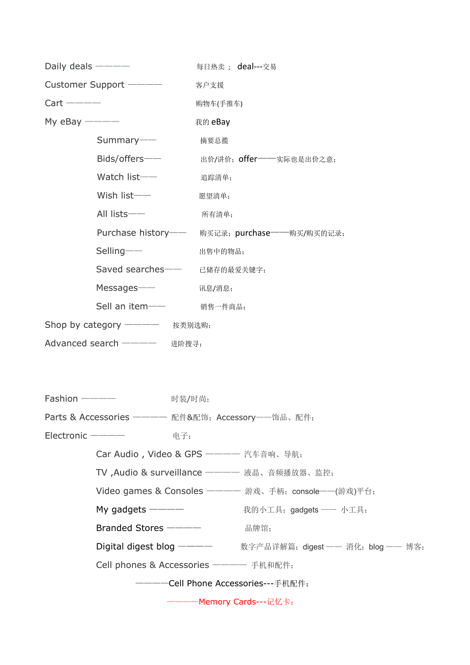 ebay页面词汇概要_第1页