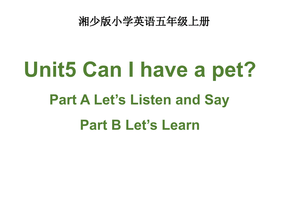 五年级上册英语课件-unit 5 can i have a pet 第一课时 湘少_第1页