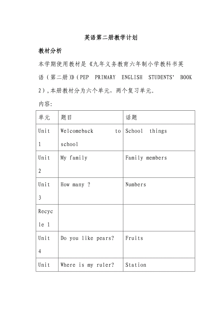 PEP英语三年级起点第二册教案全集_第1页