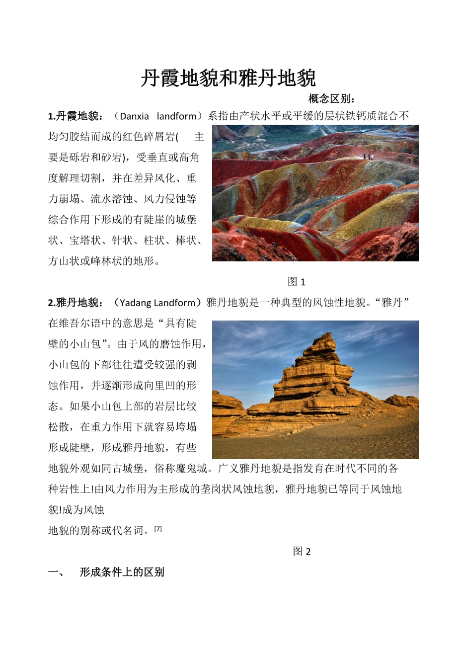 丹霞地貌和雅丹地貌的区别.doc_第1页