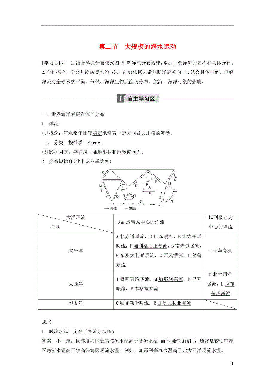 高中地理第三章地球上的水3.2大规模的海水运动学案新人教版必修_第1页
