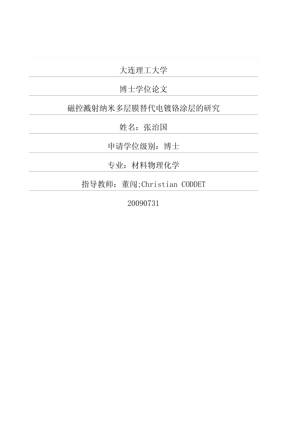 磁控溅射纳米多层膜替代电镀铬涂层的研究_第1页