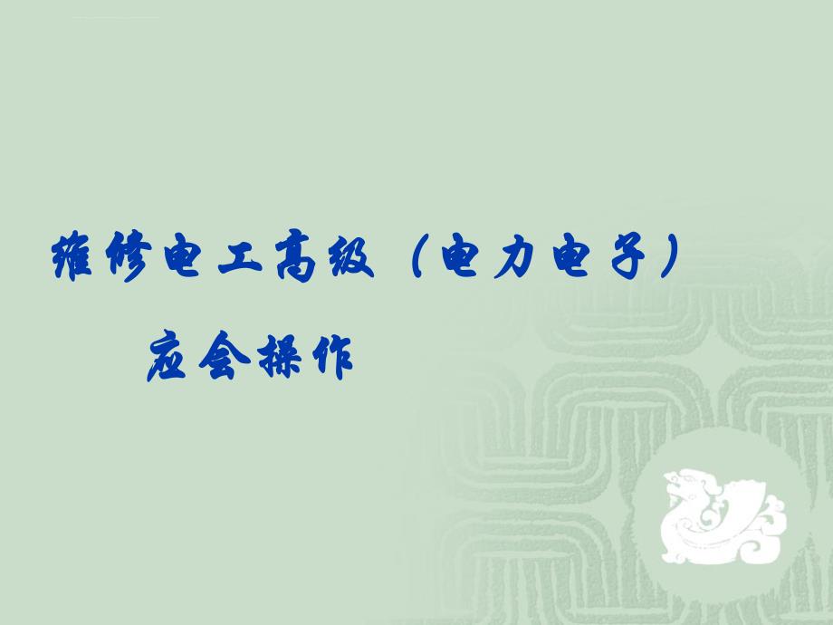 上海市维修电工三级(电力电子)操作注意事项.ppt_第1页