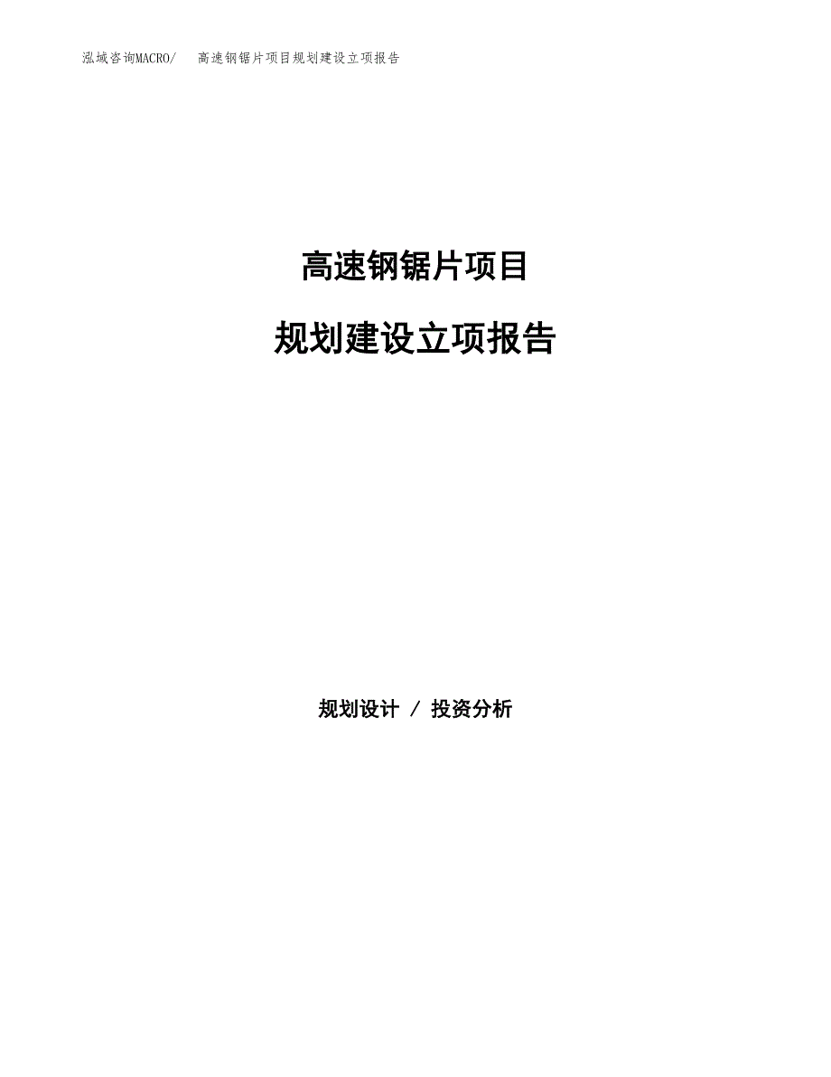 高速钢锯片项目规划建设立项报告_第1页
