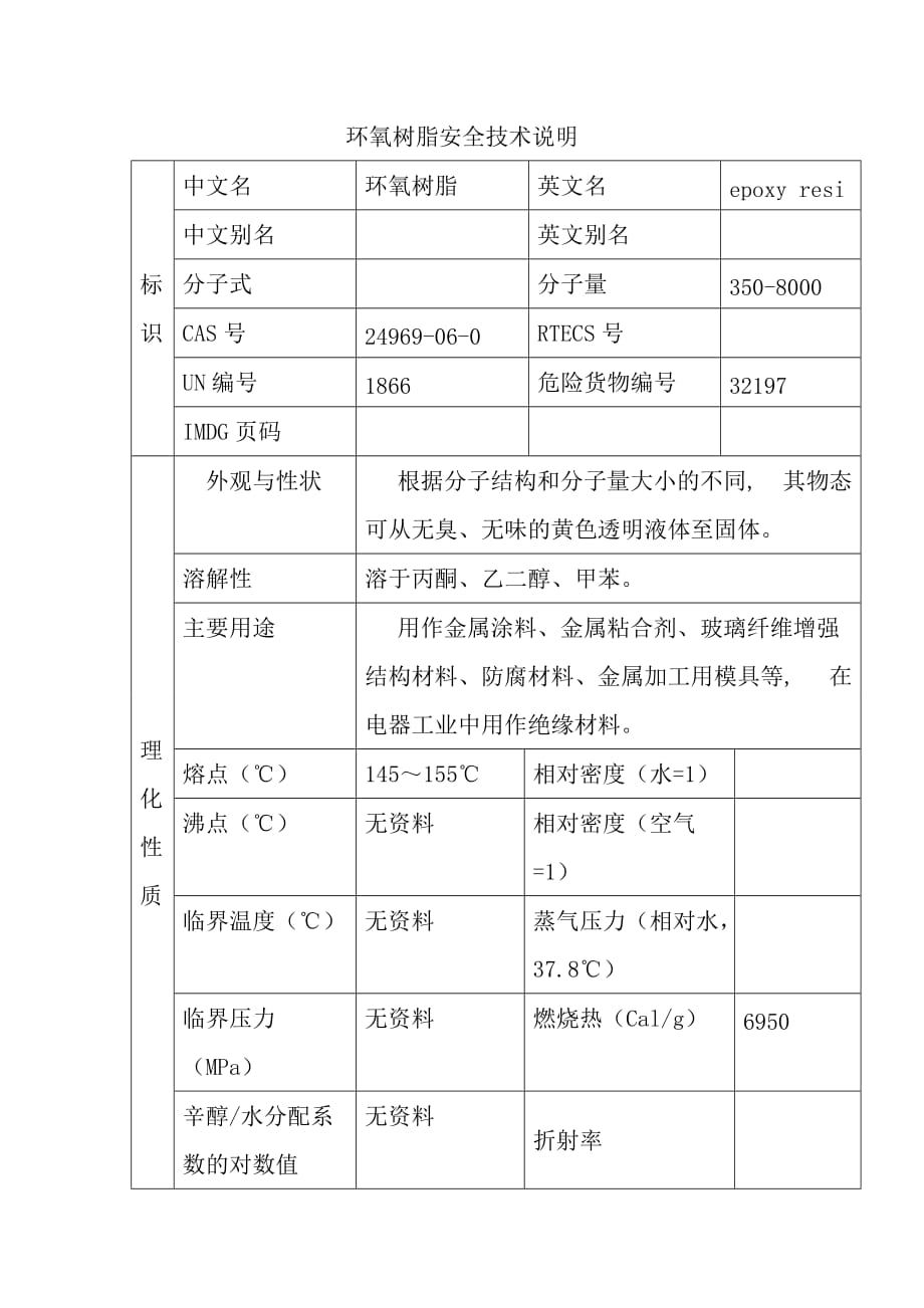 环氧树脂安全技术说明_第1页