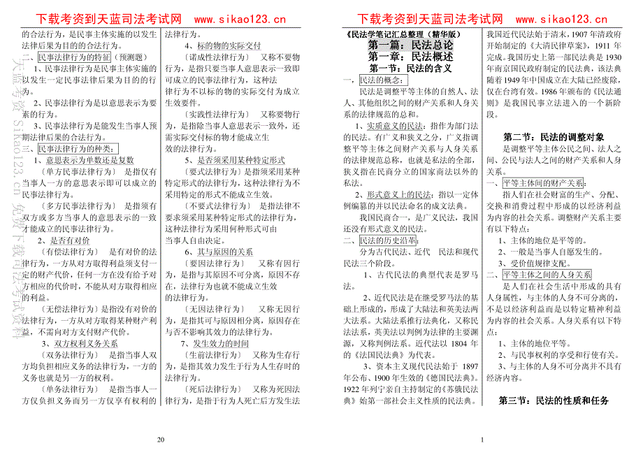 民法学笔记汇总整理_精华打印版__第1页