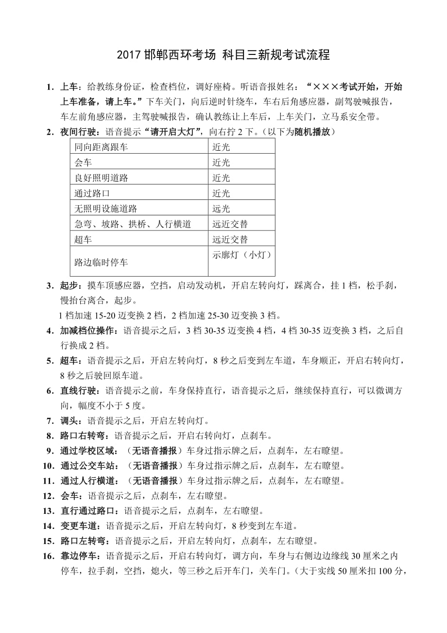 2017邯郸西环考场科目三规考试流程_第1页