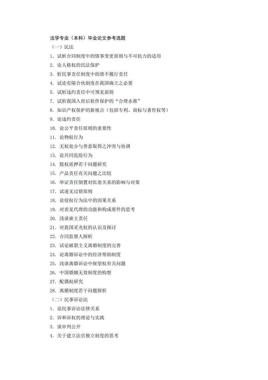 法学本科毕业论文选题参考资料_第1页