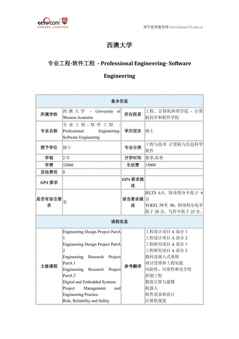 西澳大学专业工程-软件工程硕士_第1页