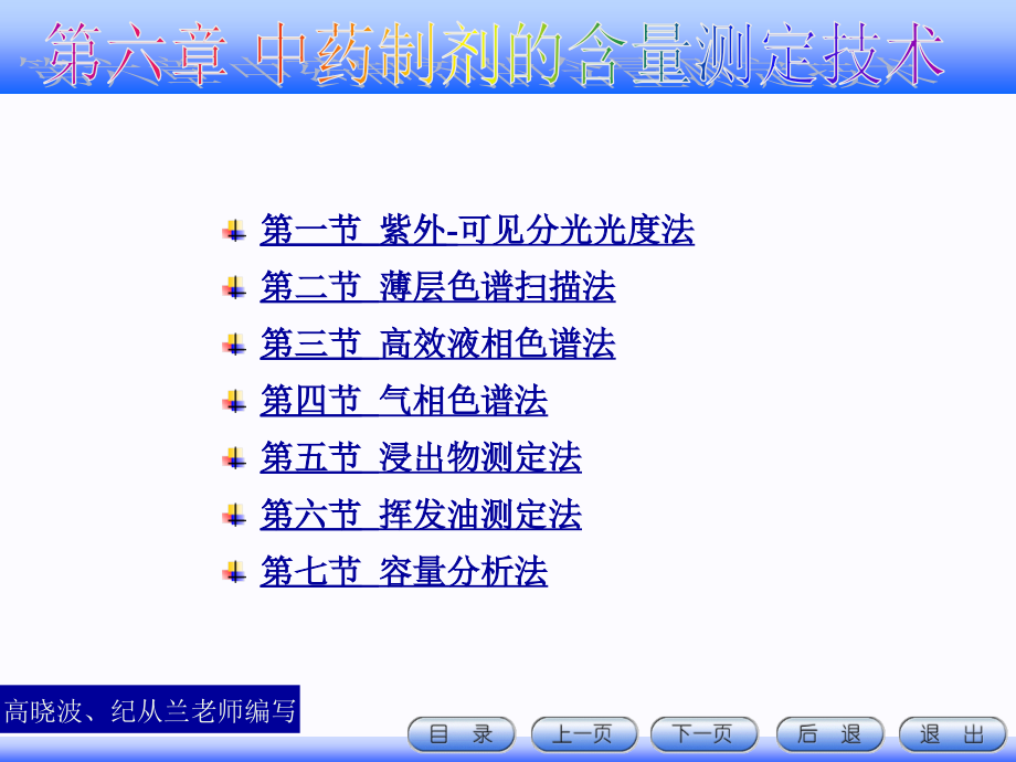 中药制剂检测技术 第六章中药制剂的含量测定技术讲解_第1页