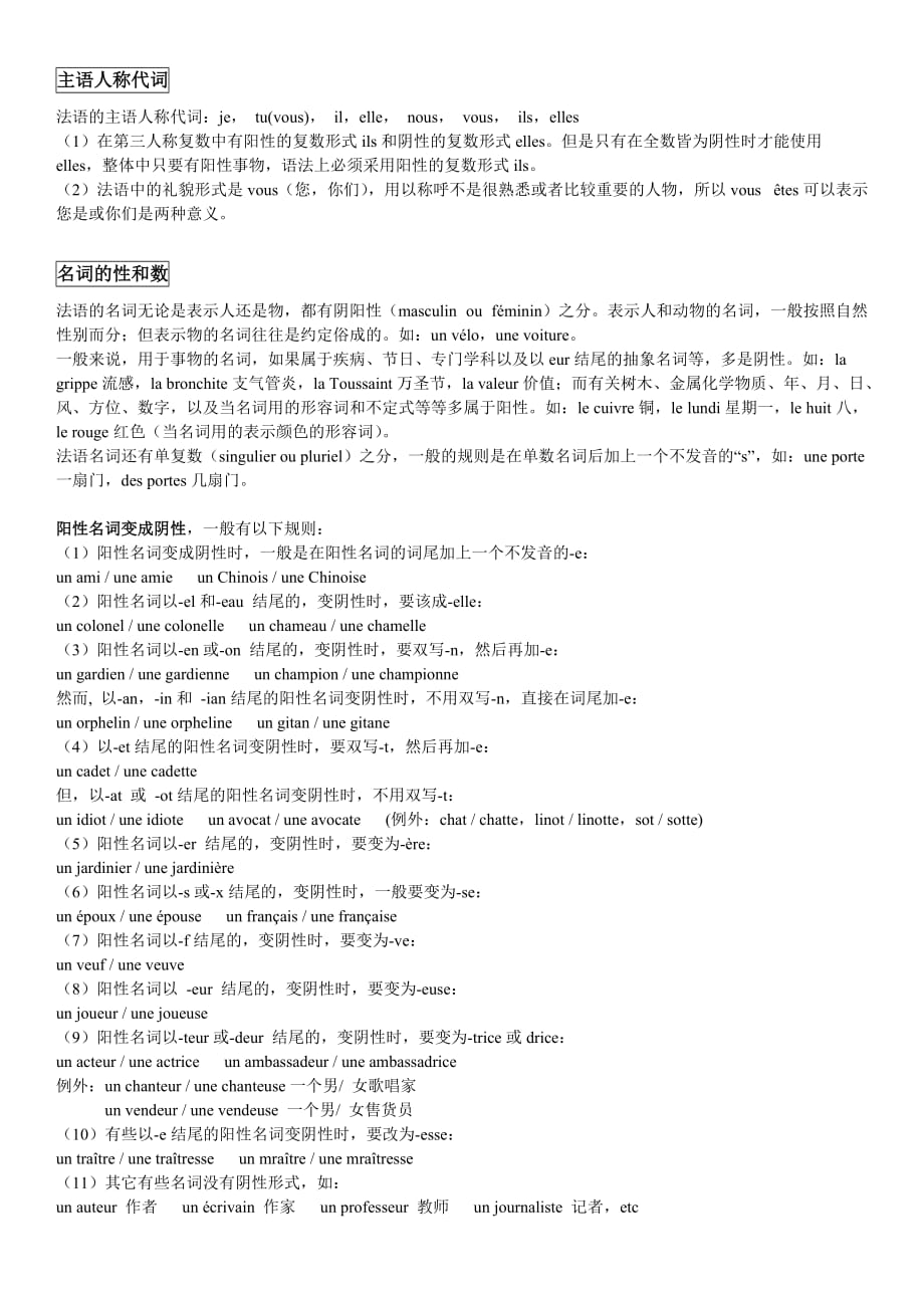 新大学法语-语法汇总_第1页