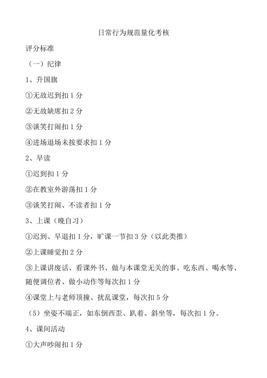 日常行为规范量化考核量化细则_第1页