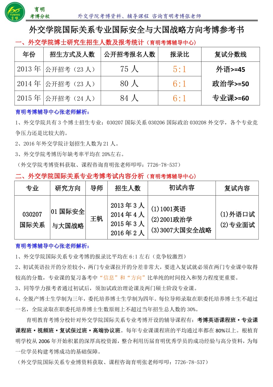 外交学院国际关系专业国际安全与大国战略考博考试报录比育明考博_第1页