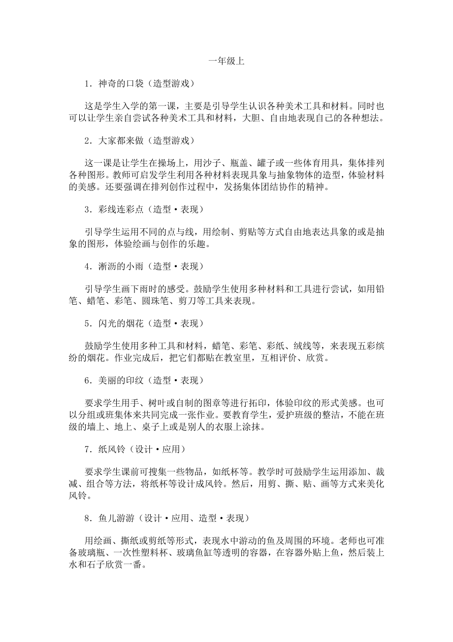 小学美术1-6年级课题简单_第1页