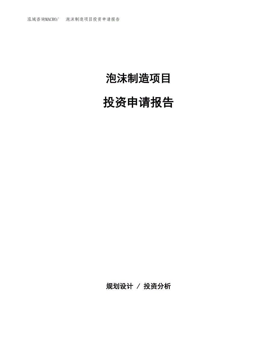 泡沫制造项目投资申请报告模板.docx_第1页