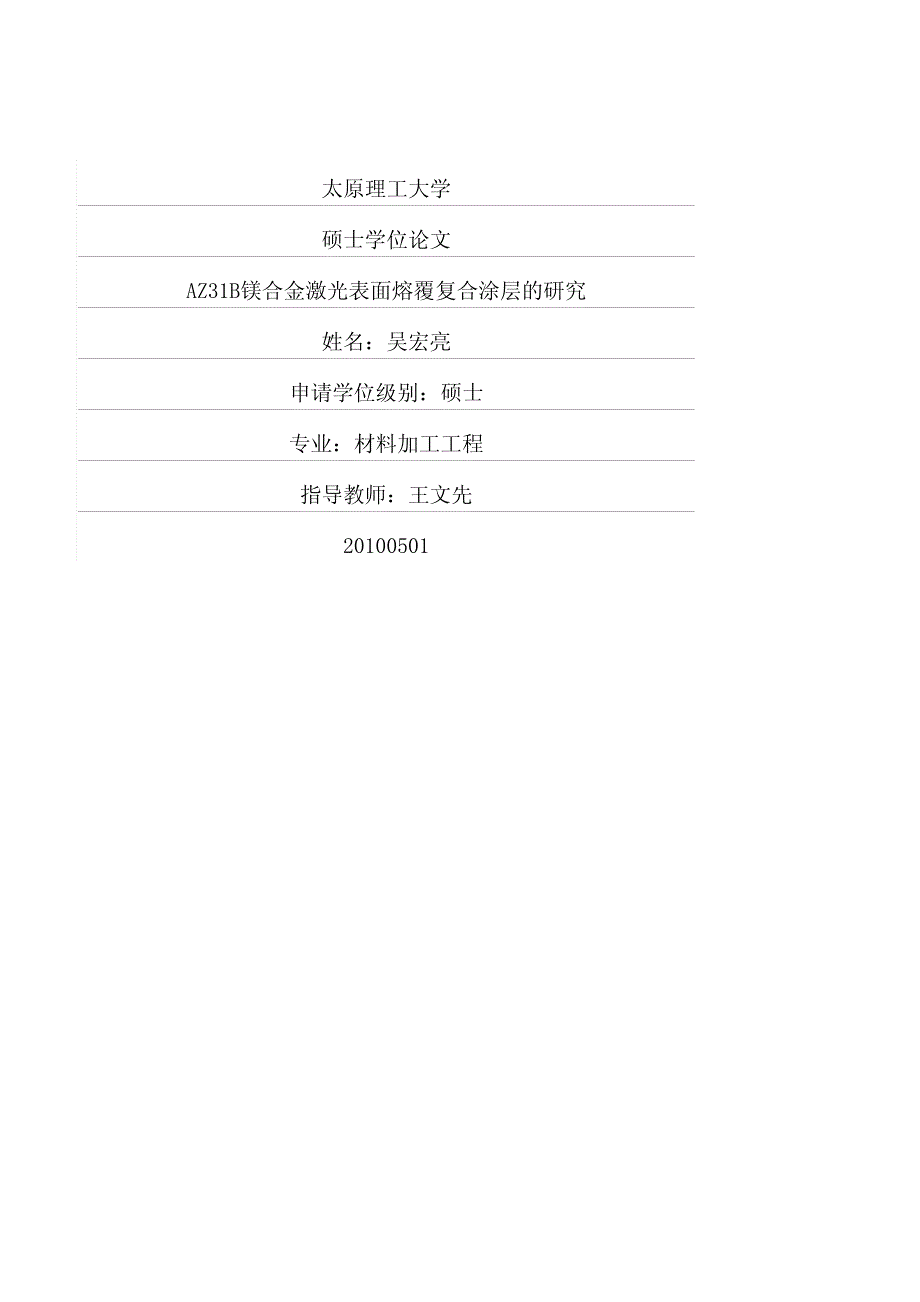 az31b镁合金激光表面熔覆复合涂层的研究_第1页