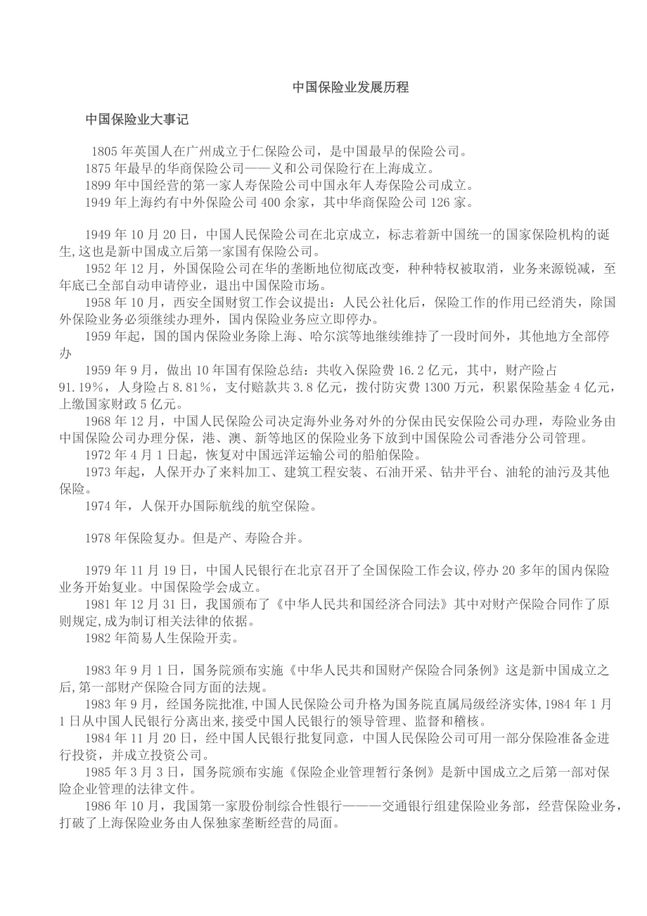 中国保险业发展历程资料_第1页