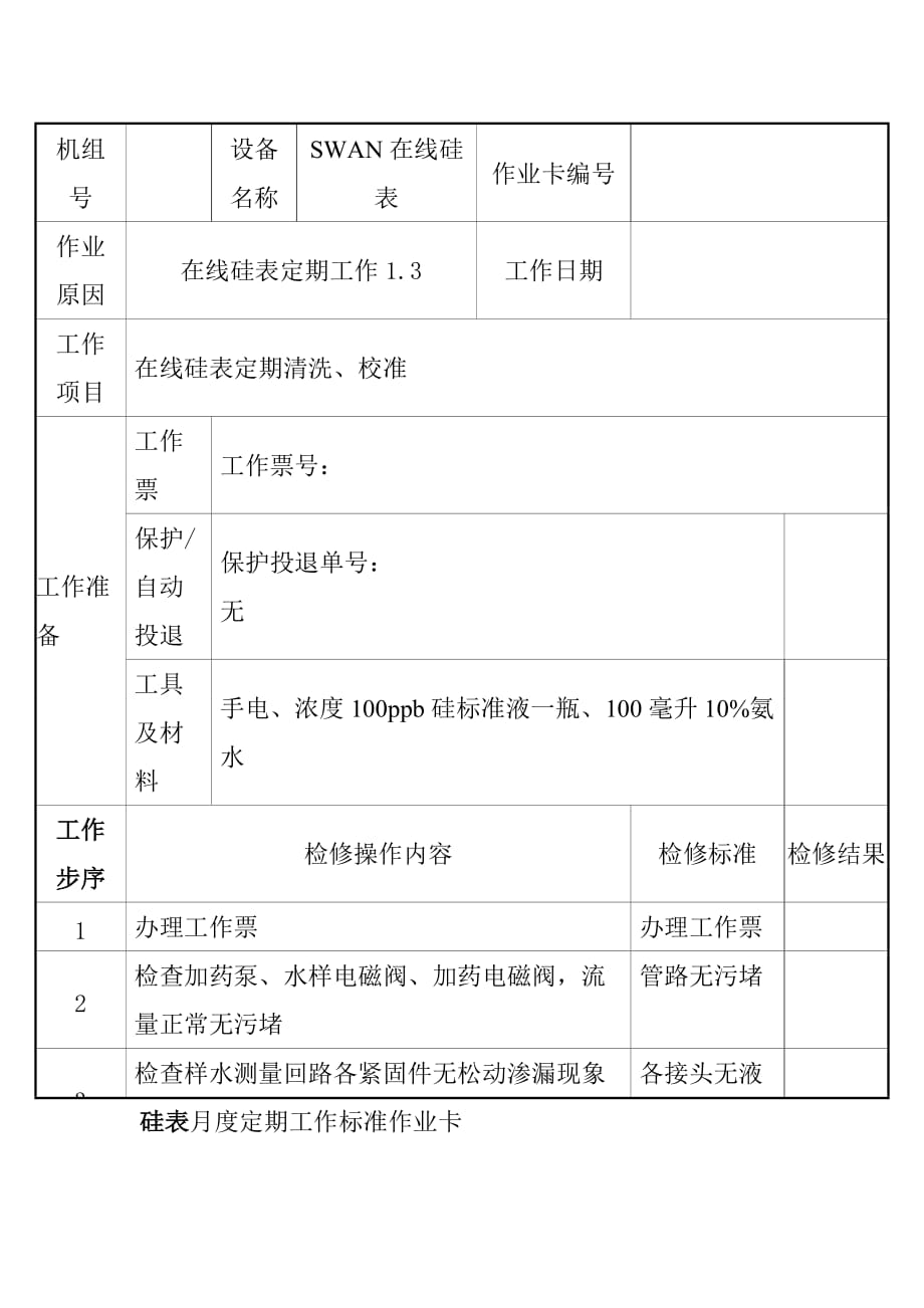 硅表月度定期工作标准作业卡1_第1页