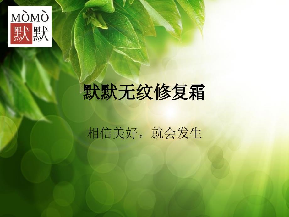默默无纹修复霜最新培训ppt资料_第1页