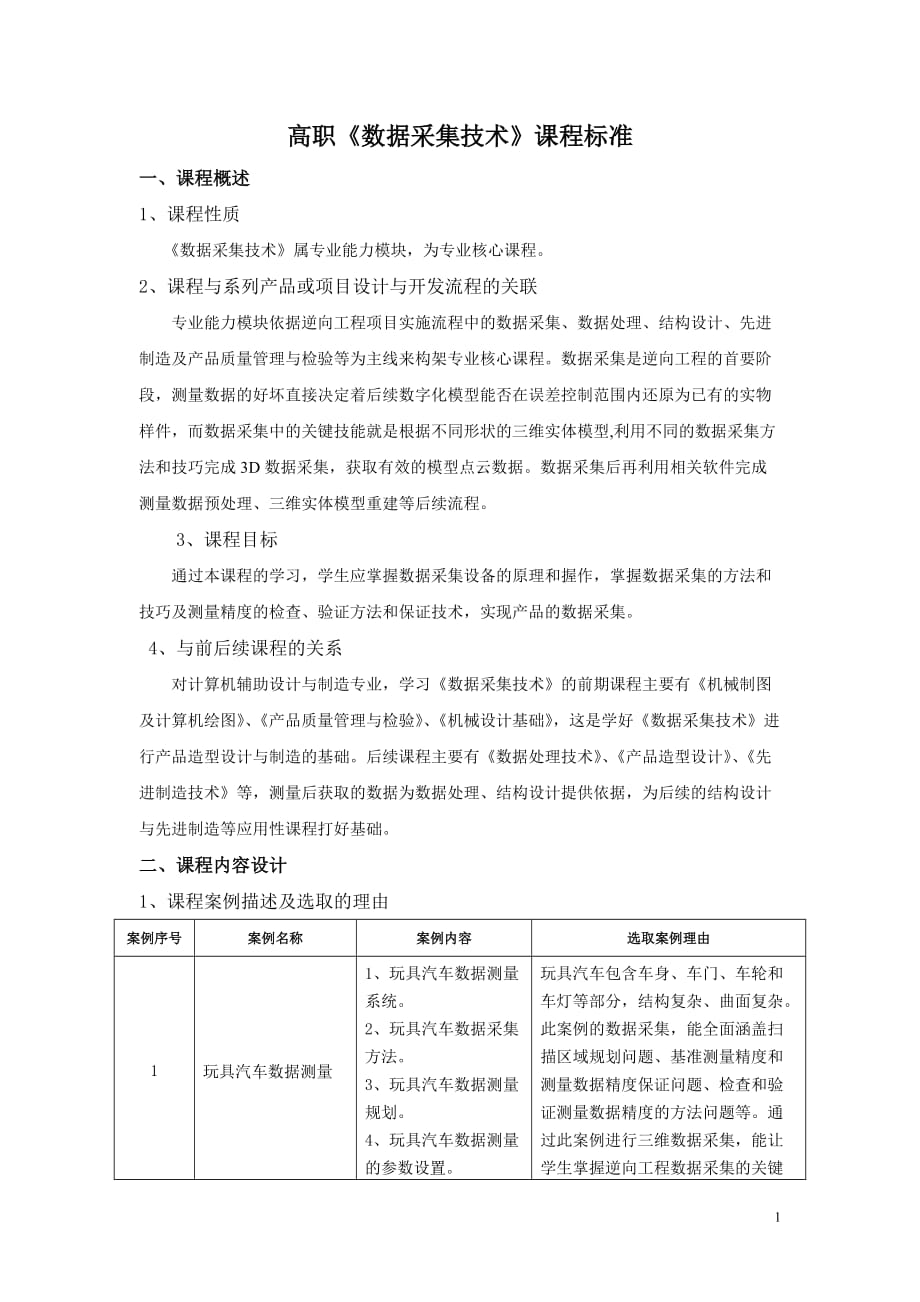 高职数据采集技术课程标准_第1页