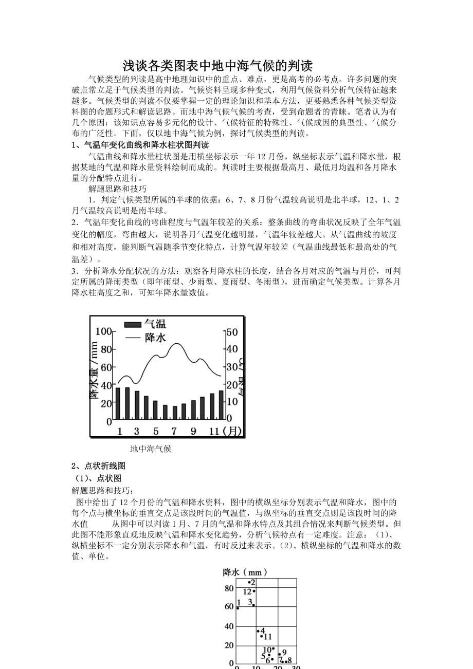 浅谈各类图表中地中海气候的判读_第1页