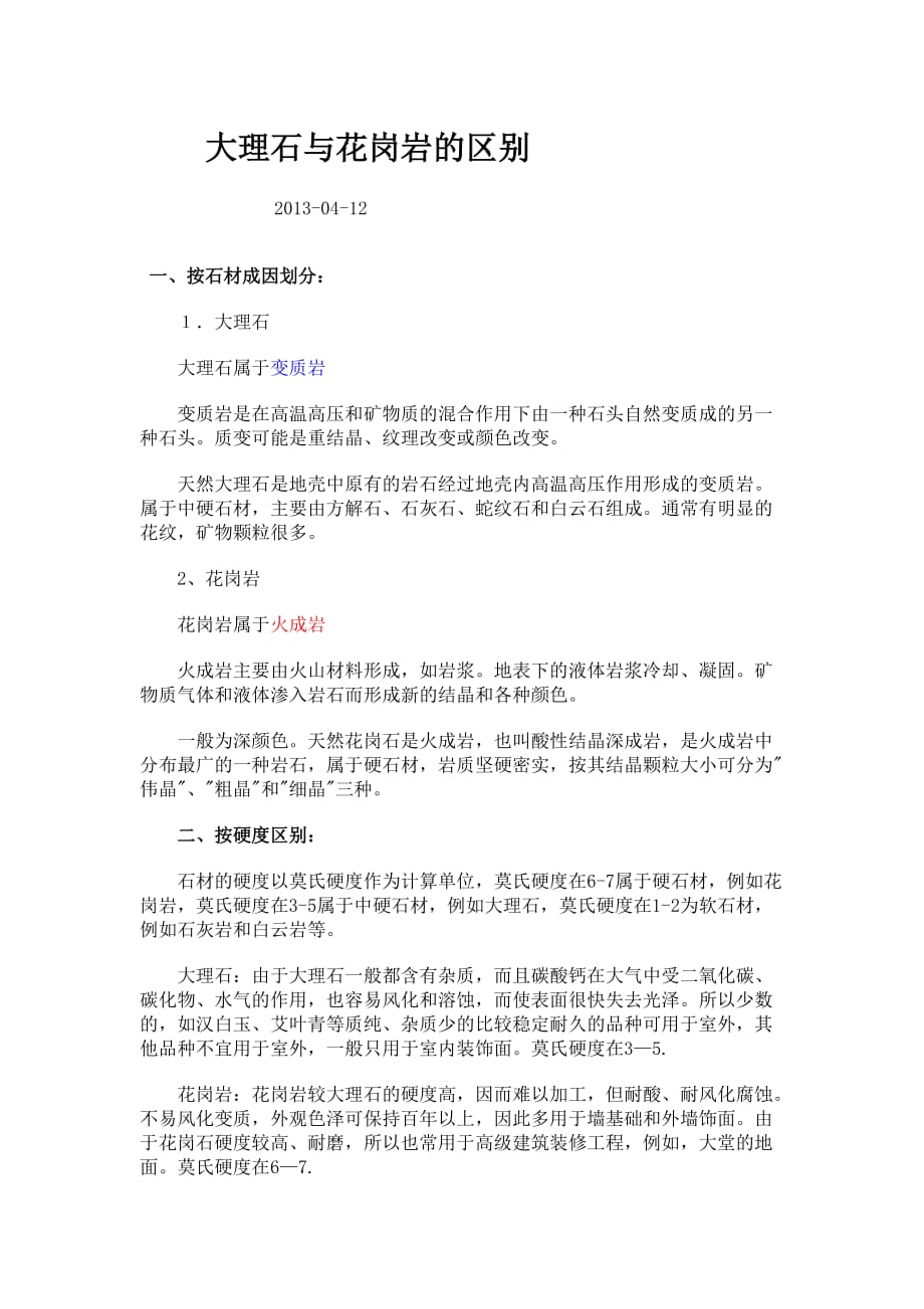 大理石与花岗岩的区别资料_第1页