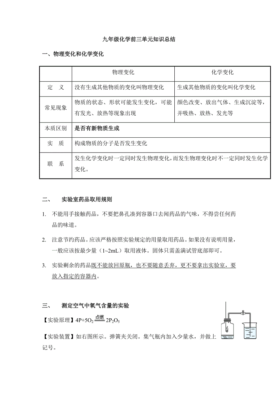 人教版2019-2020九年级化学上册123前三单元知识点总结_第1页