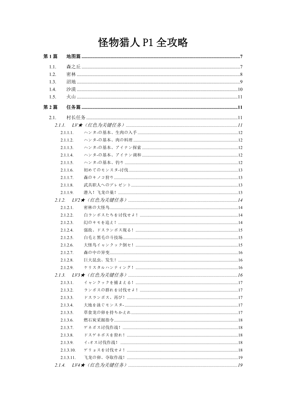 怪物猎人p1全攻略(地图、任务、物品、武器、防具、怪物、猫厨)_第1页