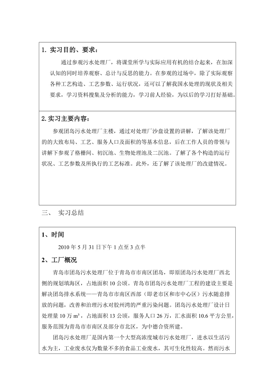 团岛污水处理厂参观实习_第1页