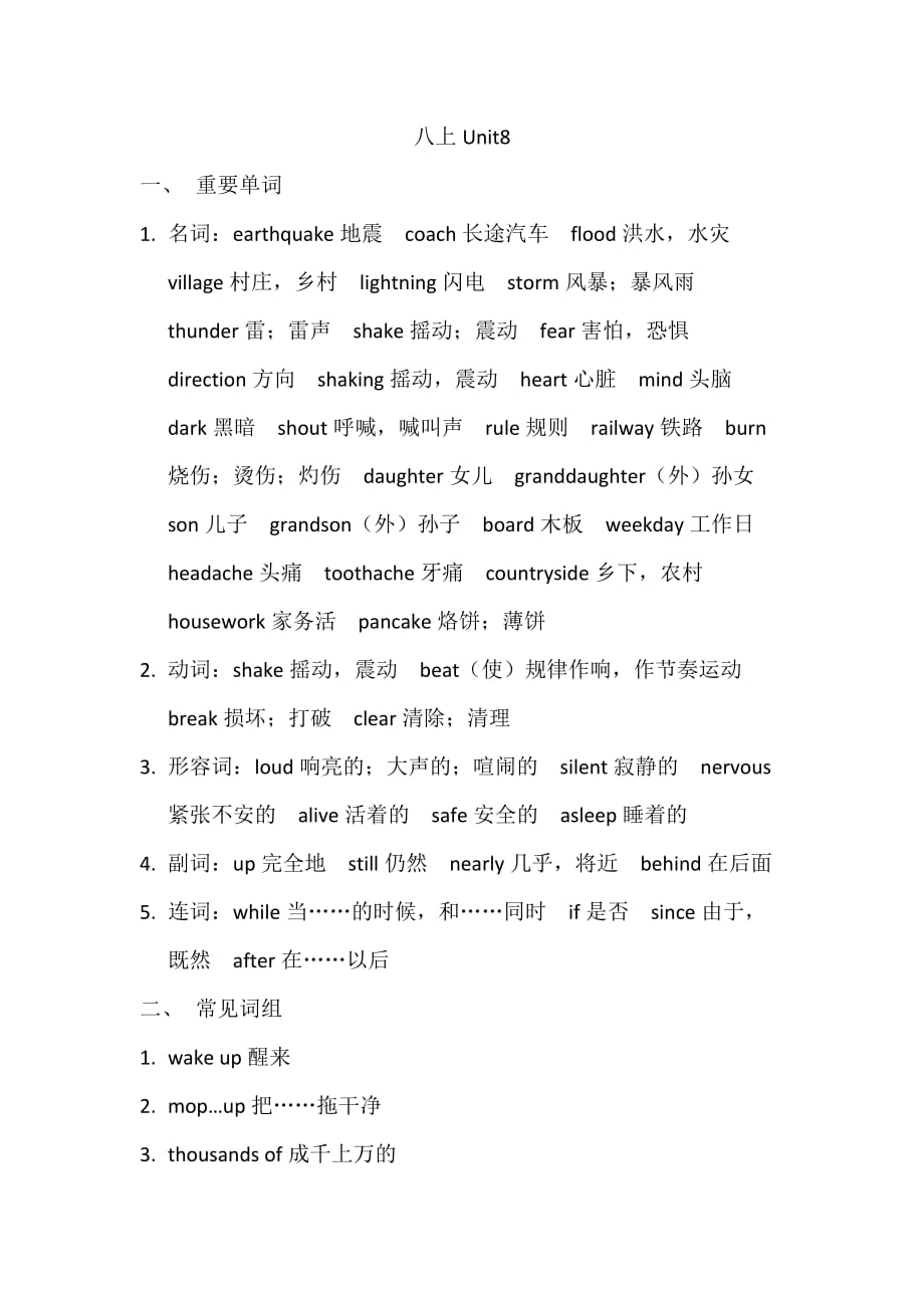 苏教版初二英语Unit8知识概要_第1页