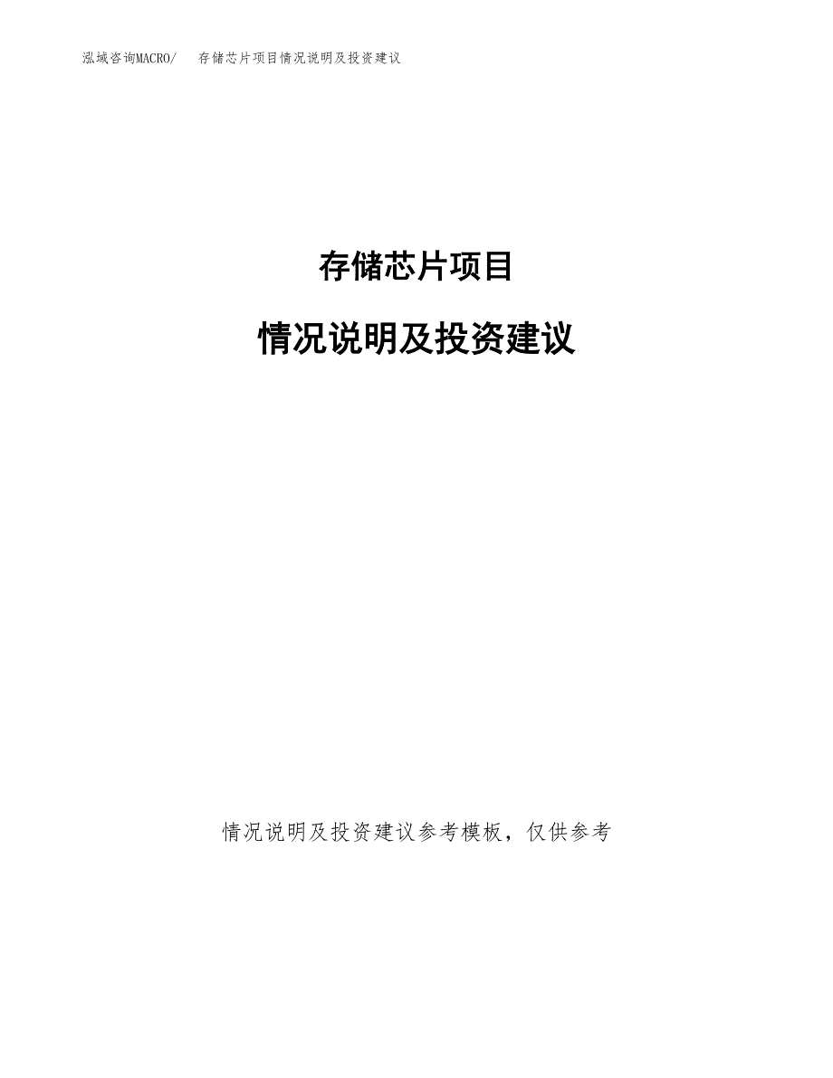 存储芯片项目情况说明及投资建议.docx_第1页