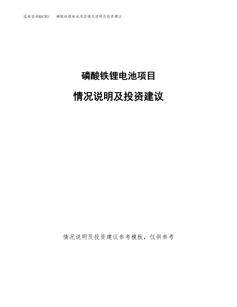 磷酸铁锂电池项目情况说明及投资建议.docx_第1页