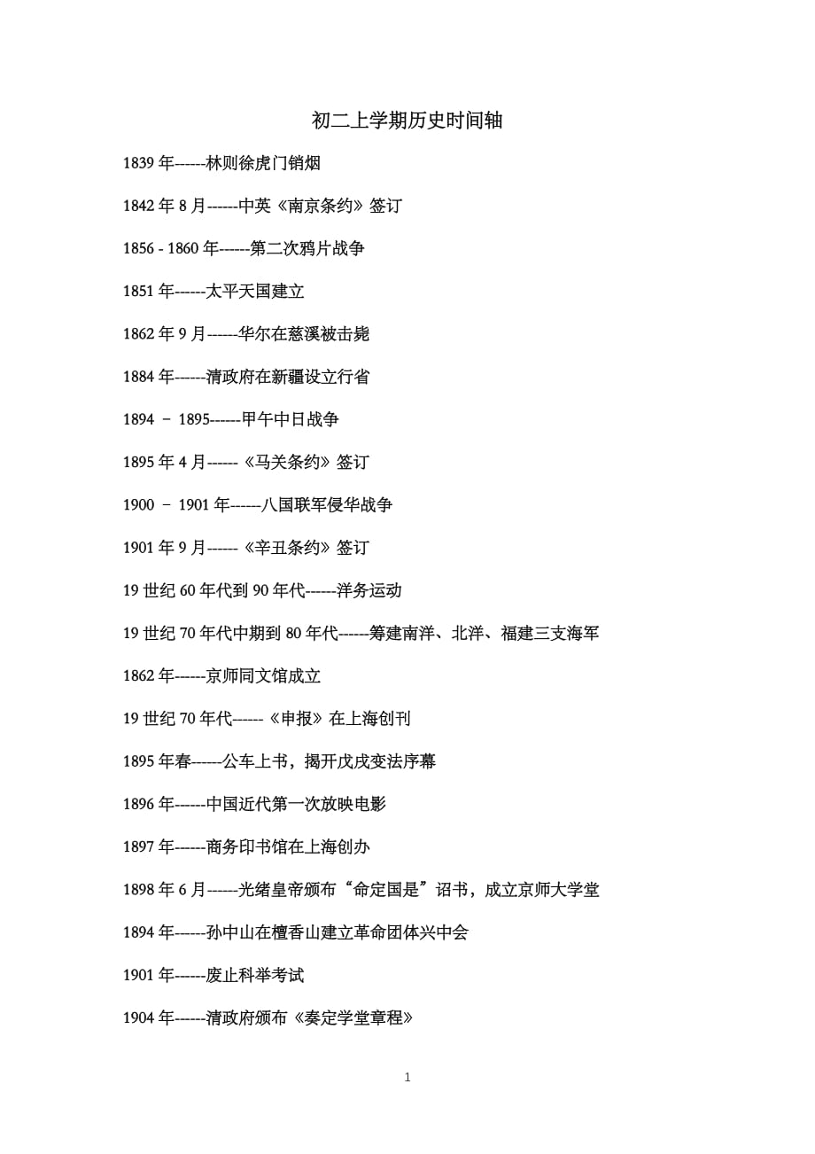 初二上学期历史时间轴(全)（2020年整理）.pdf_第1页
