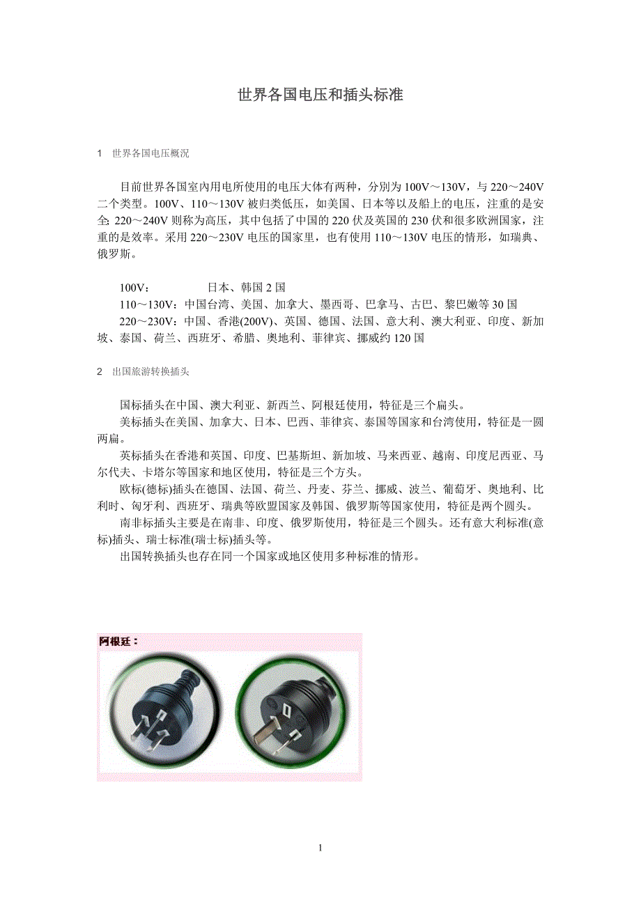 2020年整理世界各国插头标准.doc_第1页