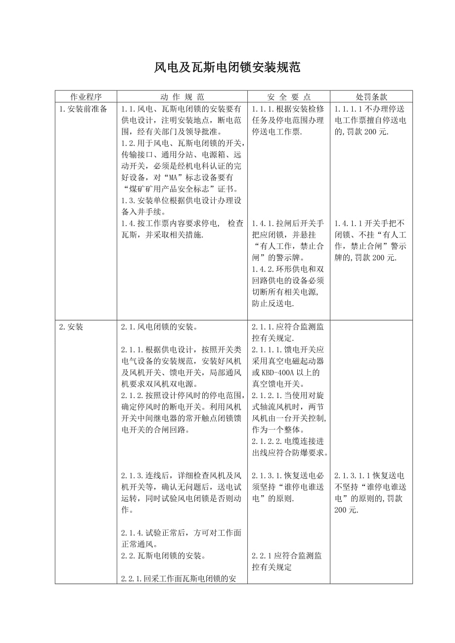 风电及瓦斯电闭锁安装规范_第1页