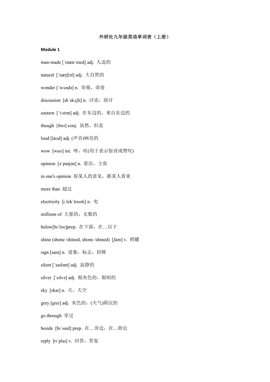 外研版九年级英语单词表(上册)-修订编选_第1页