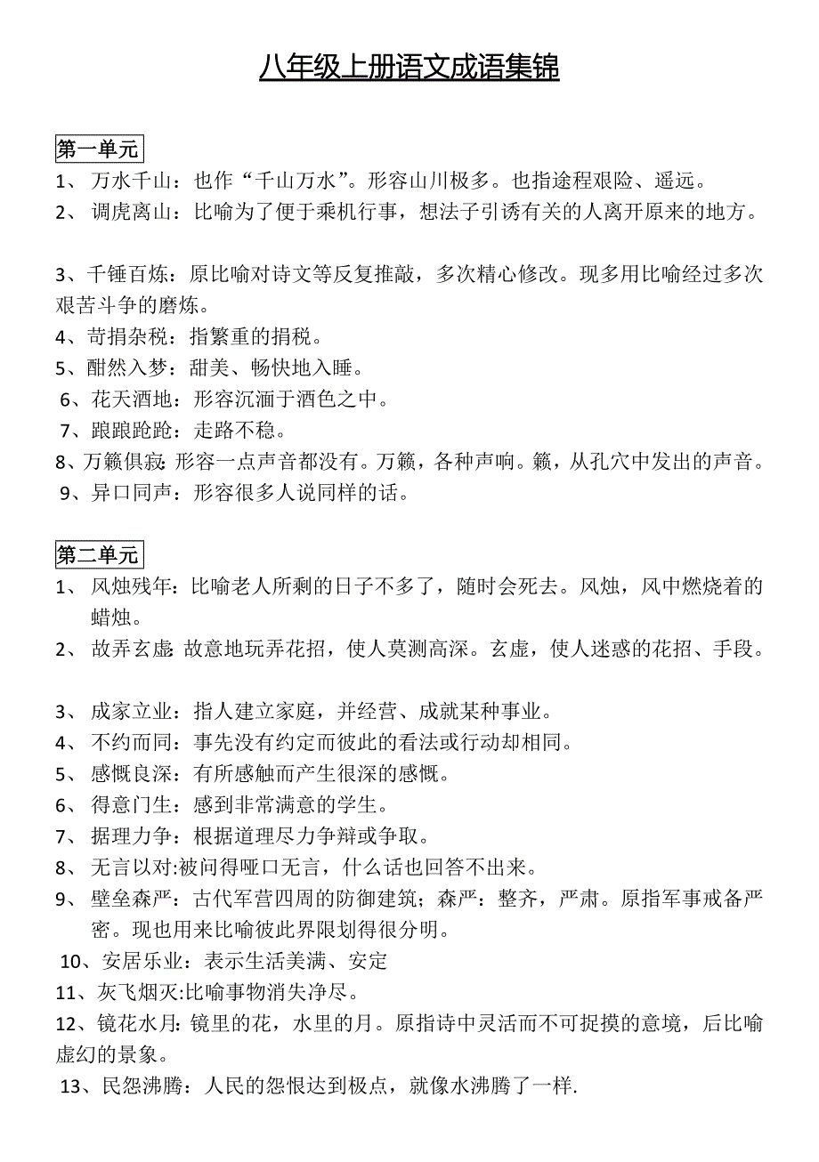 八年级上册语文成语集锦-修订编选_第1页