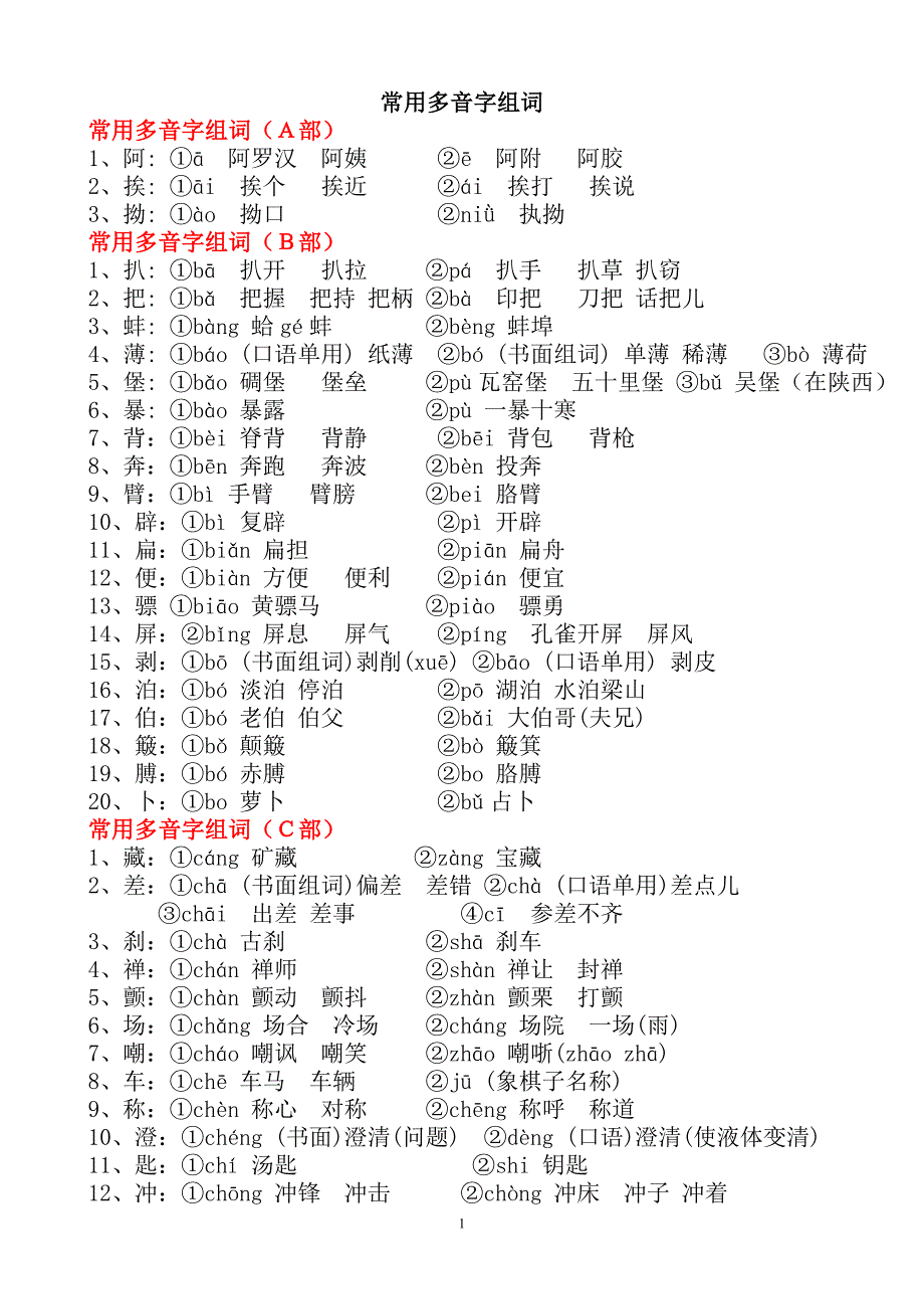 初中最全的多音字汇总-_第1页