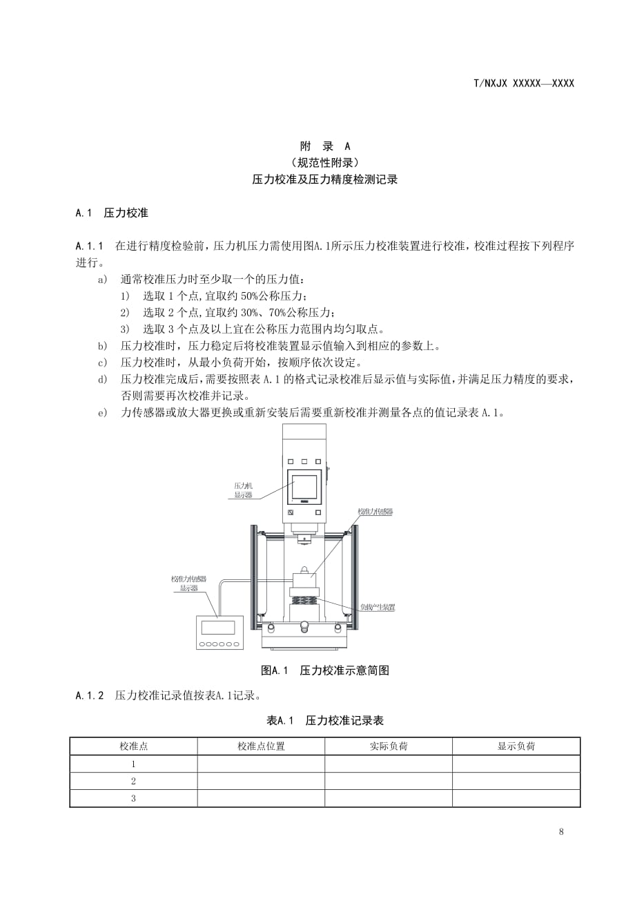 数控压装压力机压力校准及压力精度检测记录_第1页