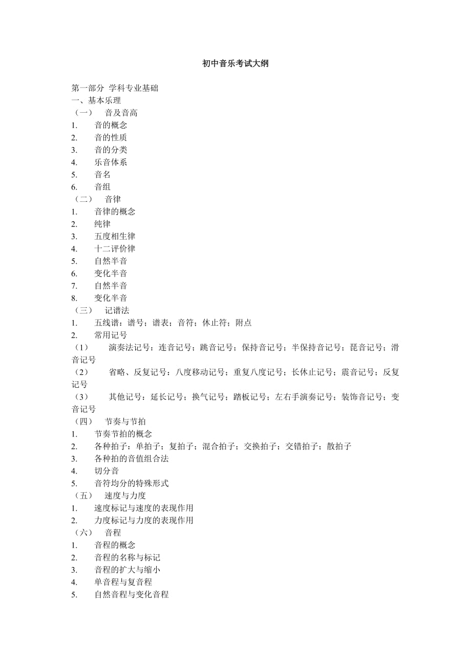 初中音乐考试大纲_第1页