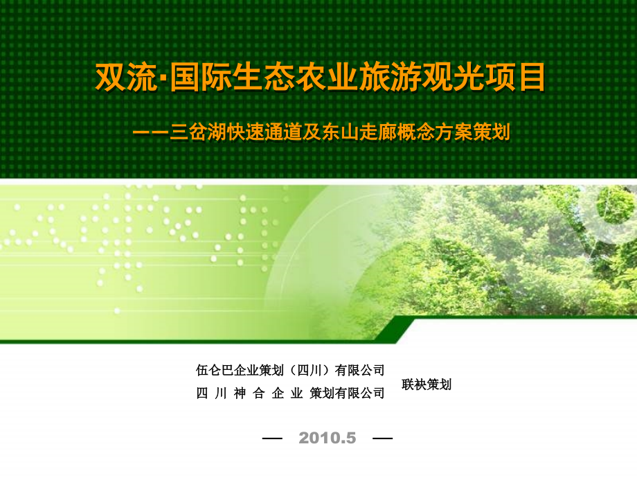 成都双流生态农业旅游项目概念性规划及策划PPT课件_第1页