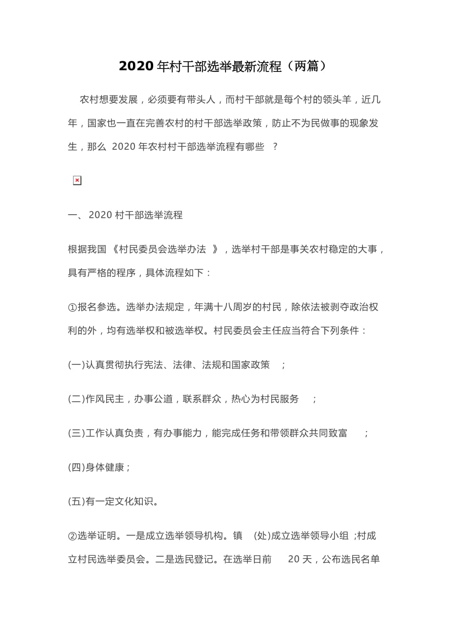 2020年村干部选举最新流程_第1页