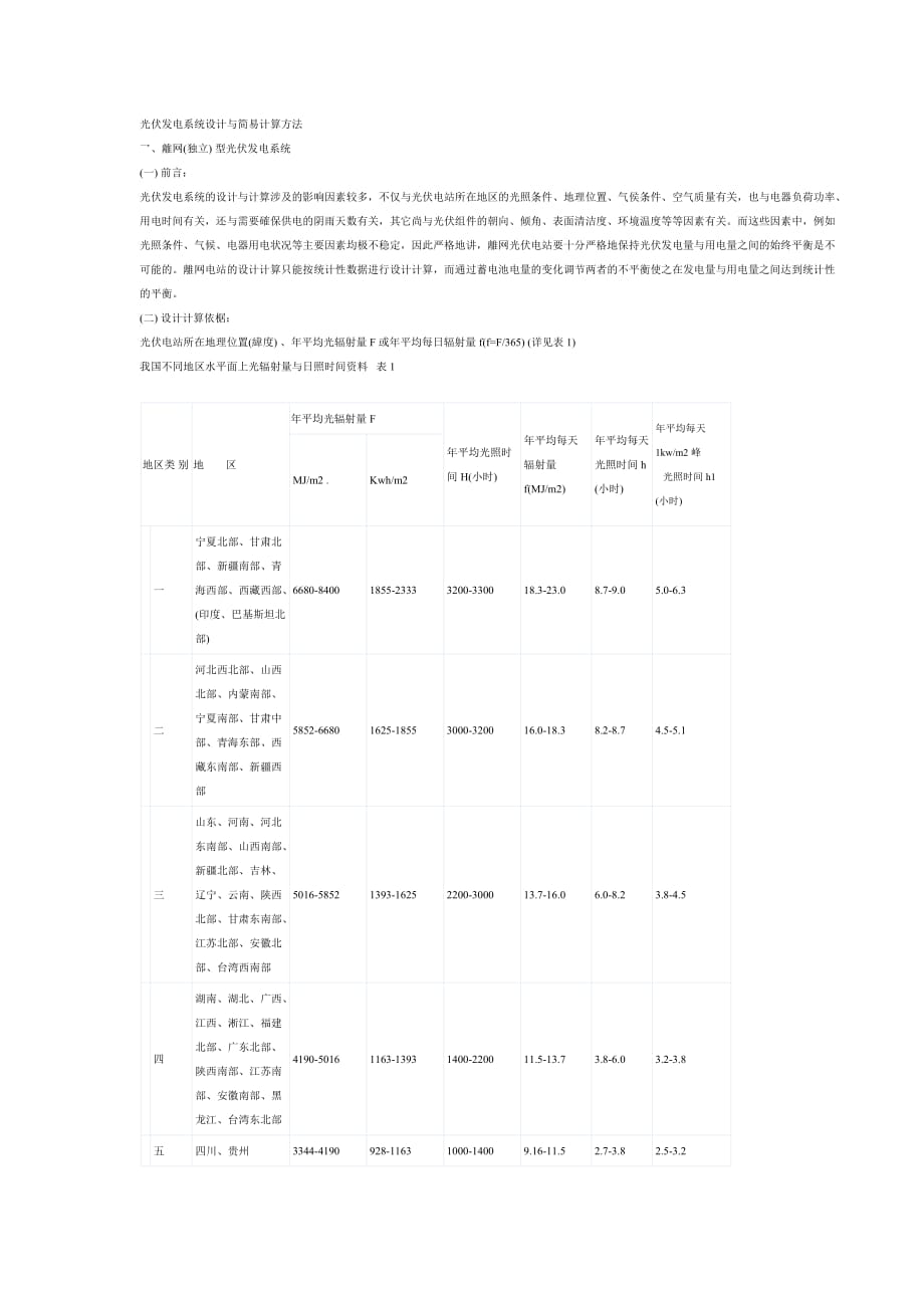 光伏发电系统设计计算方法_第1页