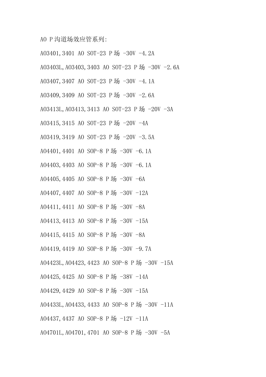 P沟道场效应管大全[归类]_第1页