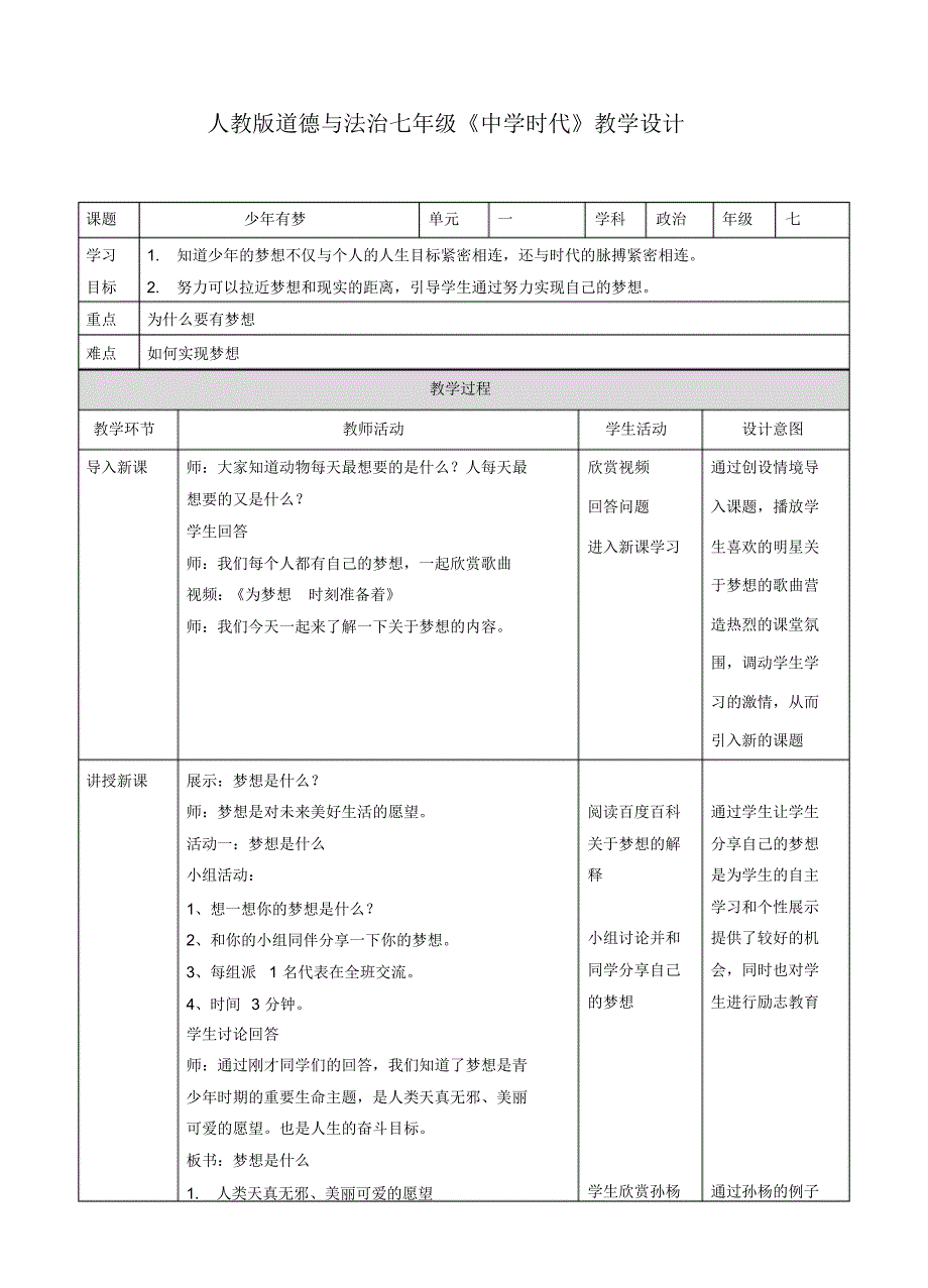 七上道德与法治：1.2少年有梦_第1页