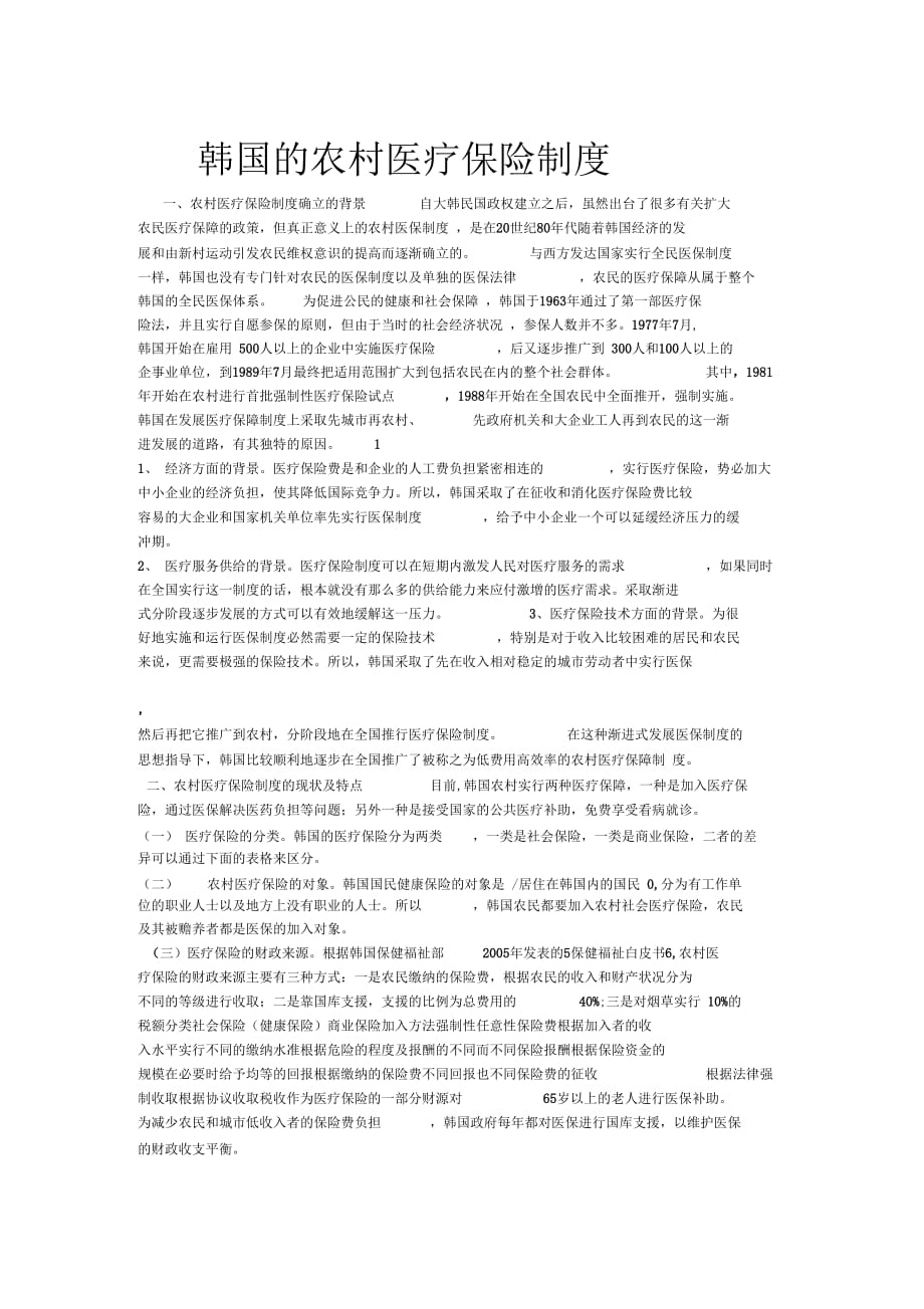 韩国的农村医疗保险制度_第1页